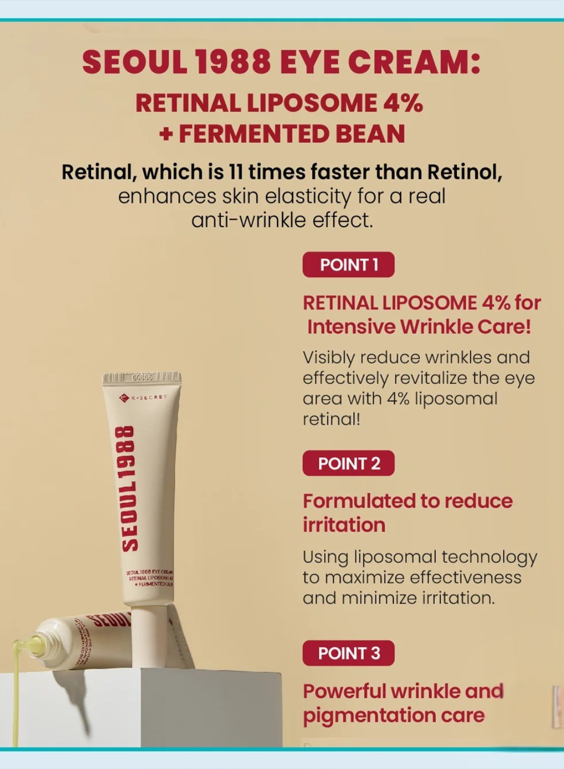 KSECRET - SEOUL 1988 Eye Cream : Retinal Liposome 4% + Fermented Bean